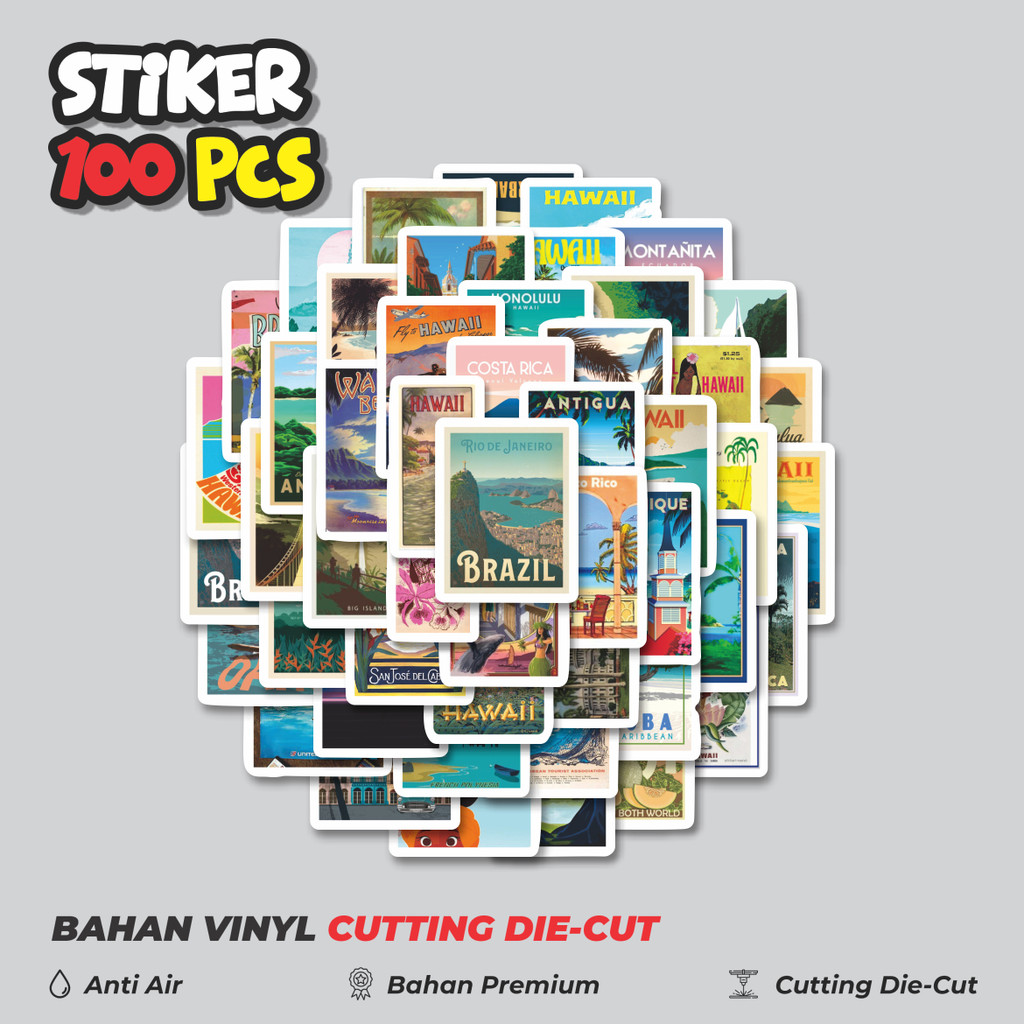 

Terbaru! 50 pcs Stiker Poster HAWAII ARUBA BROOKLYN SAN FRANCISCO Dekorasi Lucu Kreatif untuk Notebook, Skateboard, HP