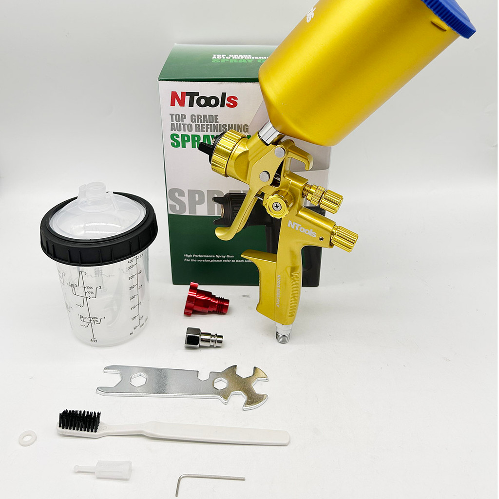 

1.3MM HVLP Spray Gun Varnishes Or Primer Paint Spray Gun Air Spray Gun add 400cc Paint Mix Cup 600CC Metal Tank For Car paint