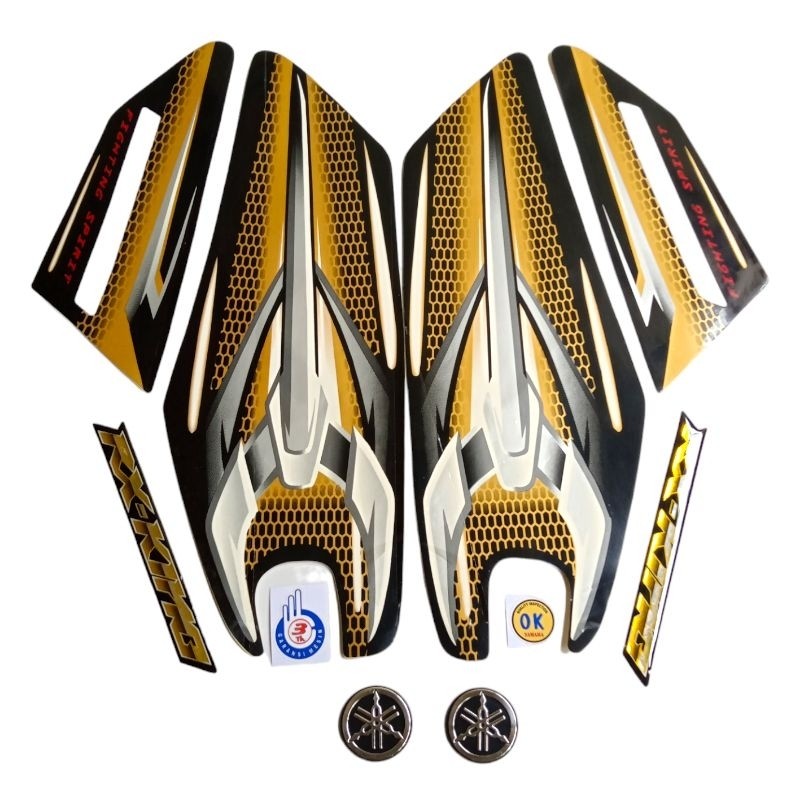 striping rx king 2007 hitam gold, striping rx king 2007 variasi hitam gold set emblem rx king timbul