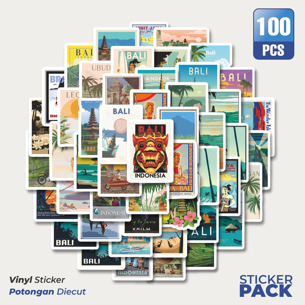 

Stiker Vinyl Stiker Poster Bali Style Travel Waterproof Aesthetic- Untuk Laptop, Motor, dan Helm - Paper Stationery Pack