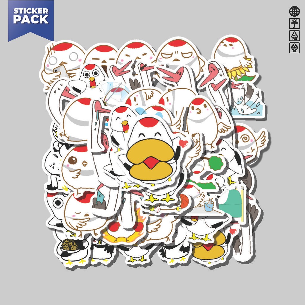 

[100PCS]Stiker Pack Stiker Hewan Burung Bangau Aesthetic Vinyl Anti Air Dekorasi Sticker Laptop Buku Journal Koper Helm Casing HP Gitar Helm Skateboard