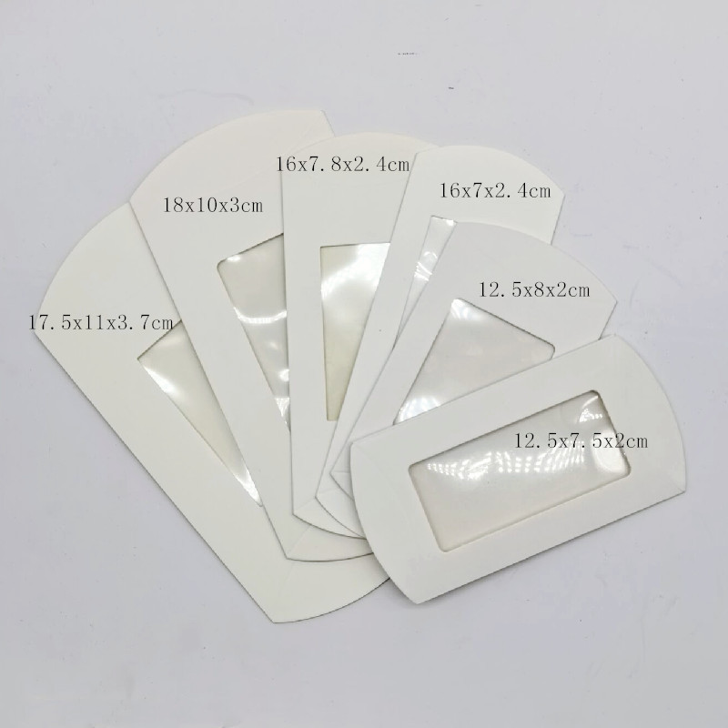 

10pcs DIY gift packaging with windows, white/kraft paper/black, multiple size pillow packaging box