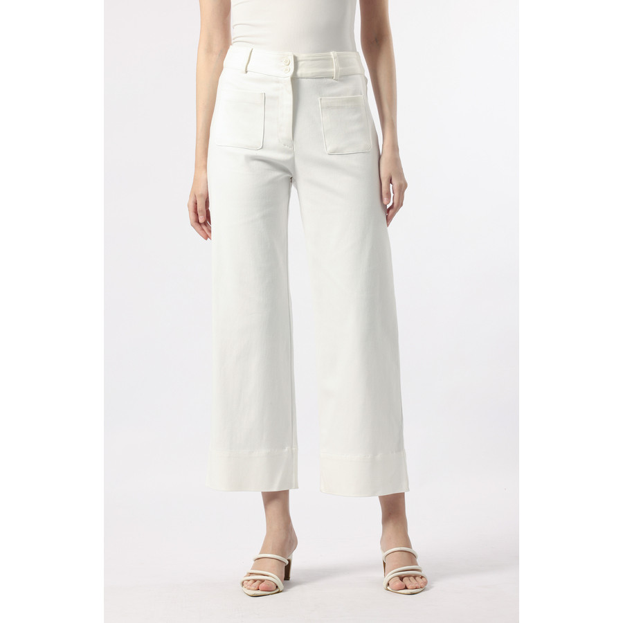 MINIMAL - Laurrie - Celana Kulot Wanita Katun Stretch Wanita - Off White