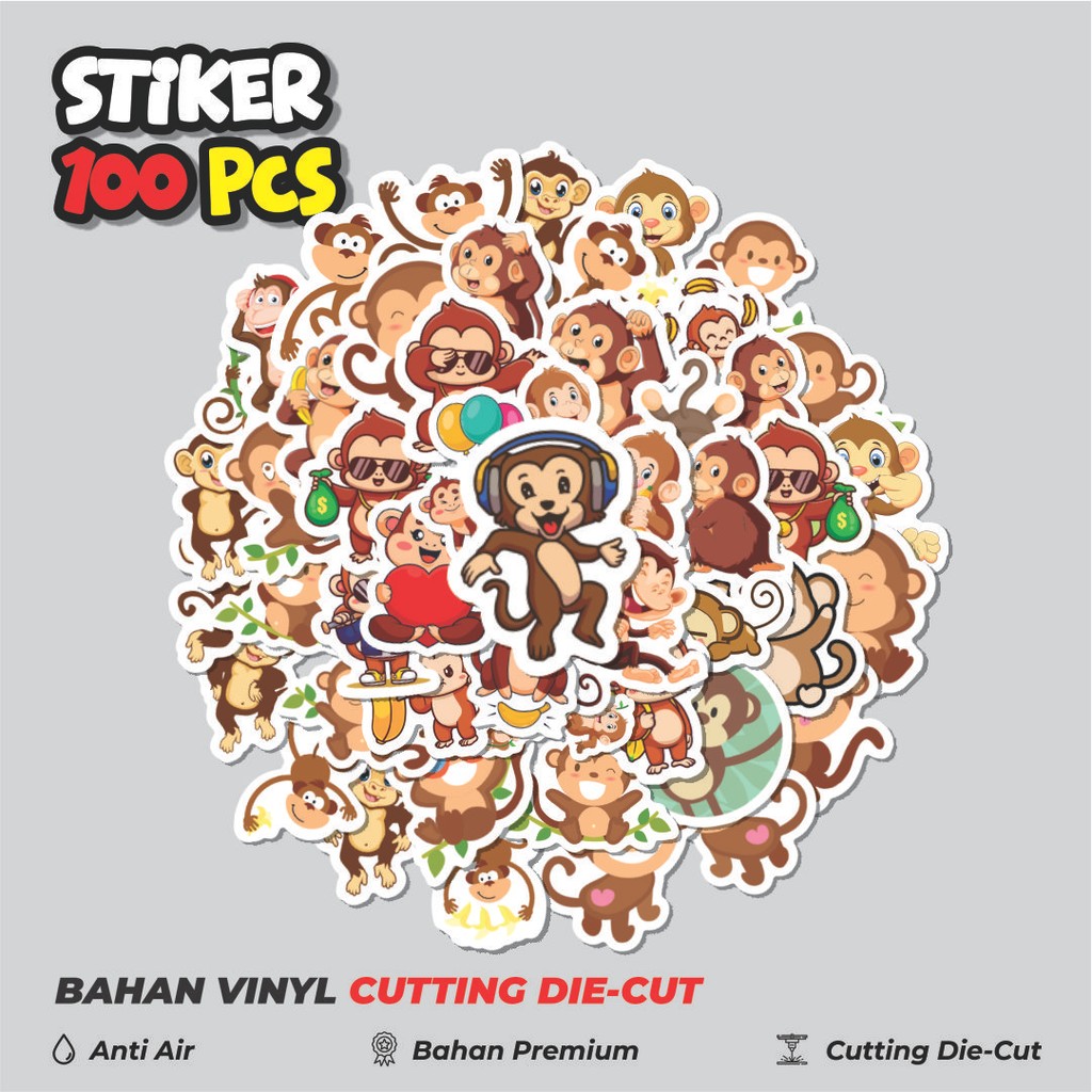 

Terbaru! 50 pcs Stiker Hewan Monyet Dekorasi Lucu Kreatif untuk Notebook, Skateboard, HP