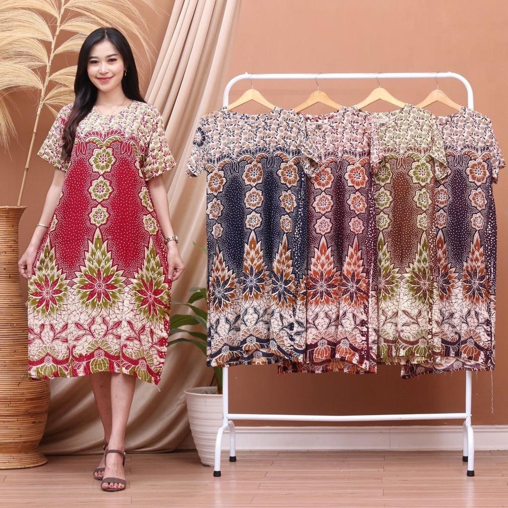 Daster Kencana Ungu Batik - Daster Busui LD 105 - Atasan Wanita - Batik Motif Abstrak Kekinian