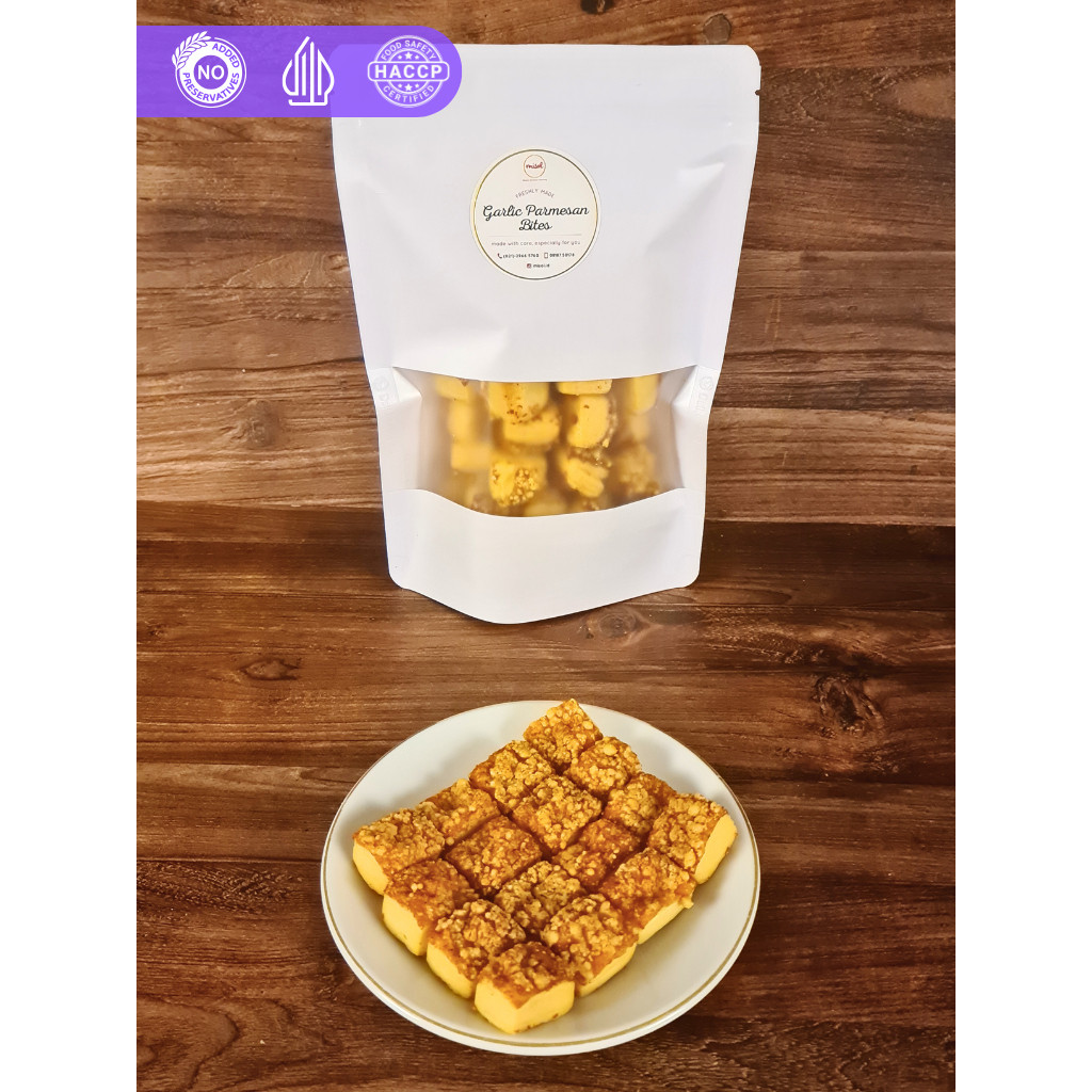 

GARLIC PARMESAN BITES Kue Kering MISOL netto 100 Gr Pouch