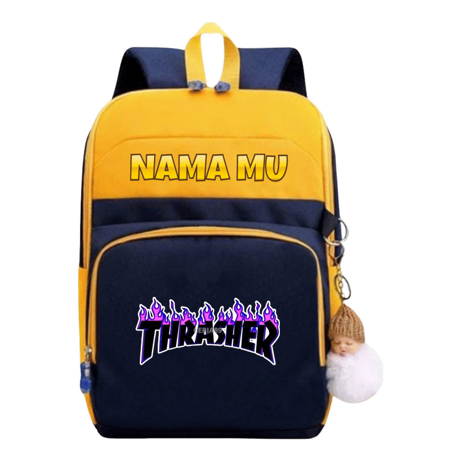 Tas Ransel Anak Thrasher Logo Skateboard Keren – Backpack Sekolah TK SD SMP SMA Kuliah , Tas Anak Co