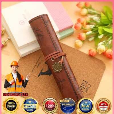 

LANSOON Tempat Pensil Gulung Retro Pencil Cases Roll Canvas Leather - LS653