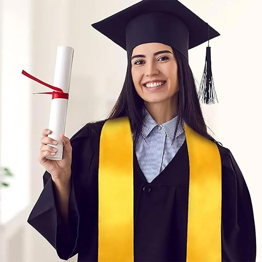 Selempang Wisuda Leher/Kalung Polos Panjang Bahan Satin Premium - Graduation Sash