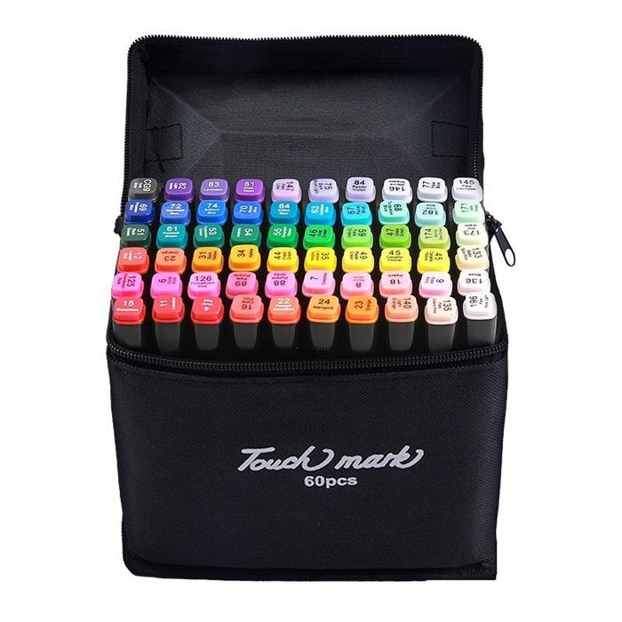

【M-MT】FLASH SALE!!! JAVA TouchFive 168/120/80 Warna Sketsa Spidol Umum General Marker Set Animation Markers - 60 Warna+bag
