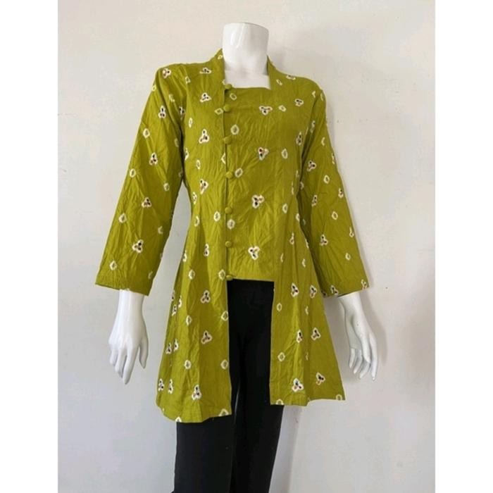

Baju Batik Solo Wanita Kebaya Kutubaru Jumputan Lengan Panjang Kebaya Wisuda Hijab Kebaya Kondangan Kebaya Modern - Lemon, S