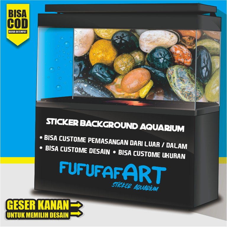 sticker wallpaper background aquarium belakang 3d tema gambar batu 3d DK