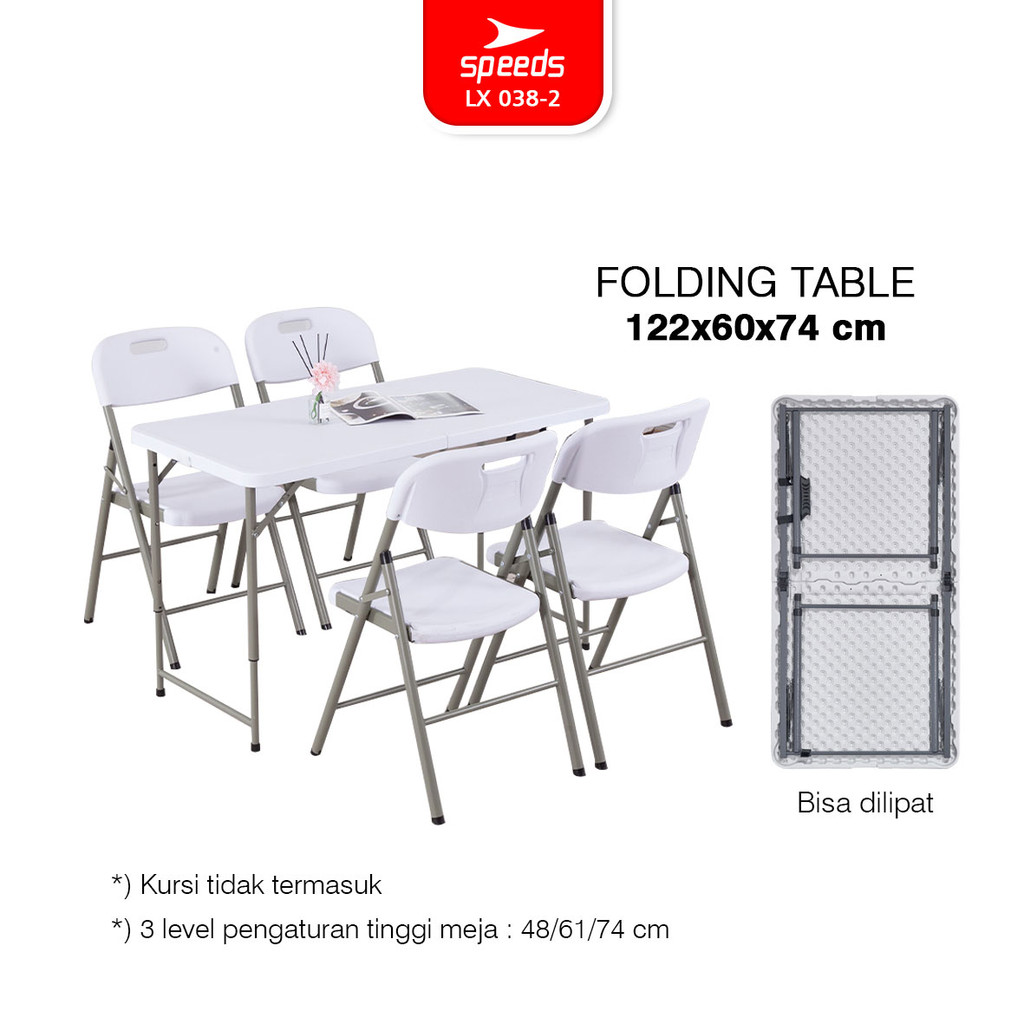 SPEEDS Meja Lipat Plastik Folding Table Indoor Outdoor Piknik Pameran Serbaguna Besar Meja Makan 038