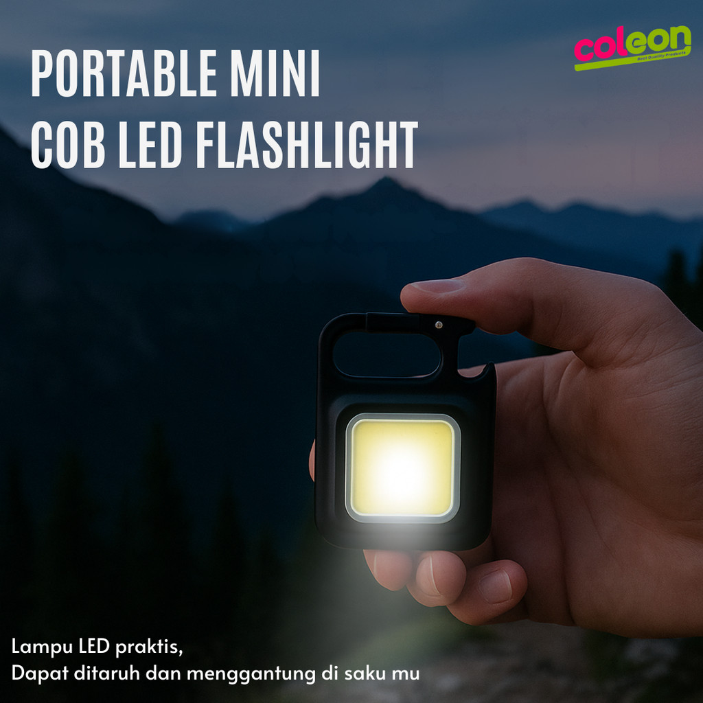 Keychain Light COB Rechargeable - Lampu Gantungan Kunci Senter - Lampu LED mini USB Portable - Lampu