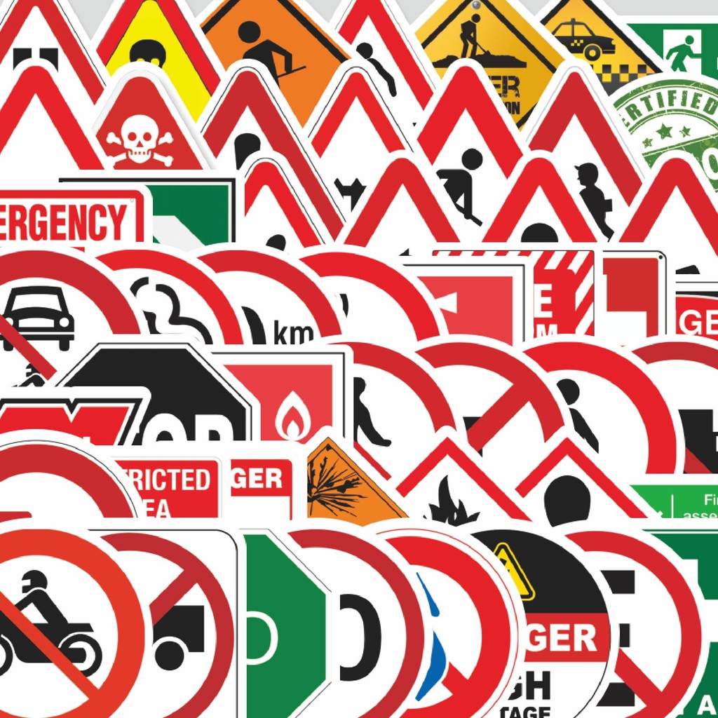 

Stiker Cutting Pack Stiker Keselamatan & Simbol Operasional Isi 100Pcs Series Aesthetic Lucu Keren Untuk Koper Bahan Vynil