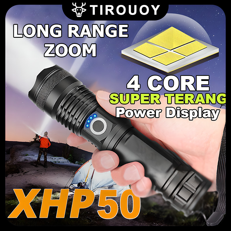 Senter LED Super Terang XHP50 10000 Lumens Lampu SWAT Jarak Jauh Waterproof