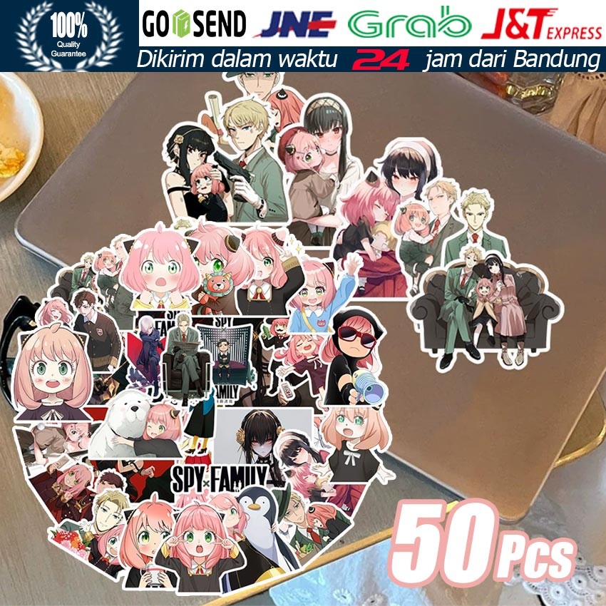 

50Pcs Stiker Anime Spy x Family / Desain Karakter Anya Forger Waterproof untuk Dekorasi Laptop, Journal & Koper Travel