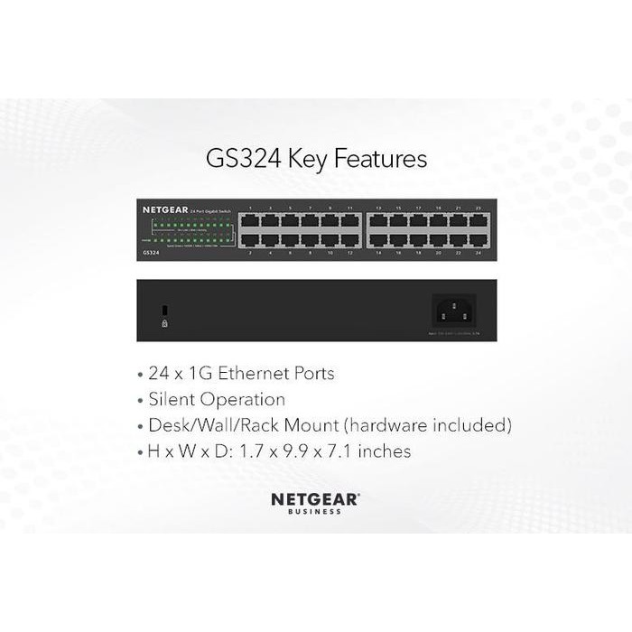 NETGEAR 24-Port Gabit Ethernet Switch Hub GS324