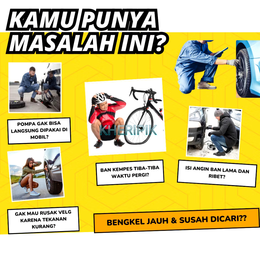 BESTPROMO Pemompa Pompa Ban Motor Mobil Sepeda Otomatis Portabel Elektrik Angin Cepat Digital