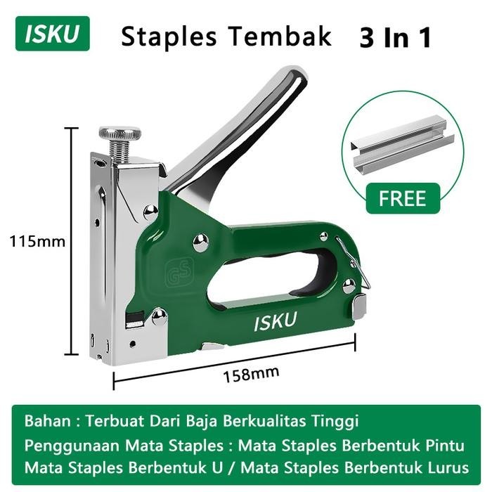 

ISKU staples tembak/stapler gun 3 in 1 tacker bisa 3 jenis staples - 1 set [terlaris]