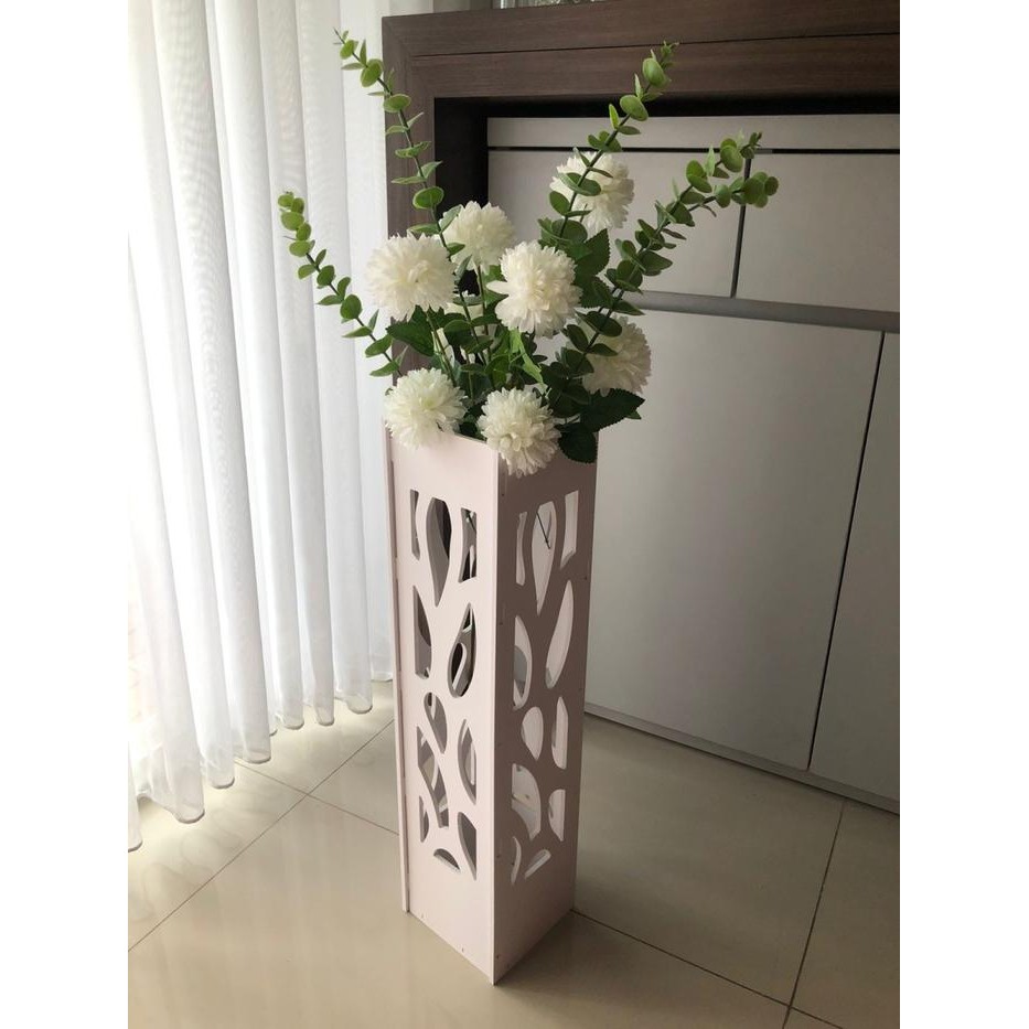 NORDIC Vas Bunga Lantai Tinggi Pot Kembang Guci Daun Kering Vase Kayu - 1