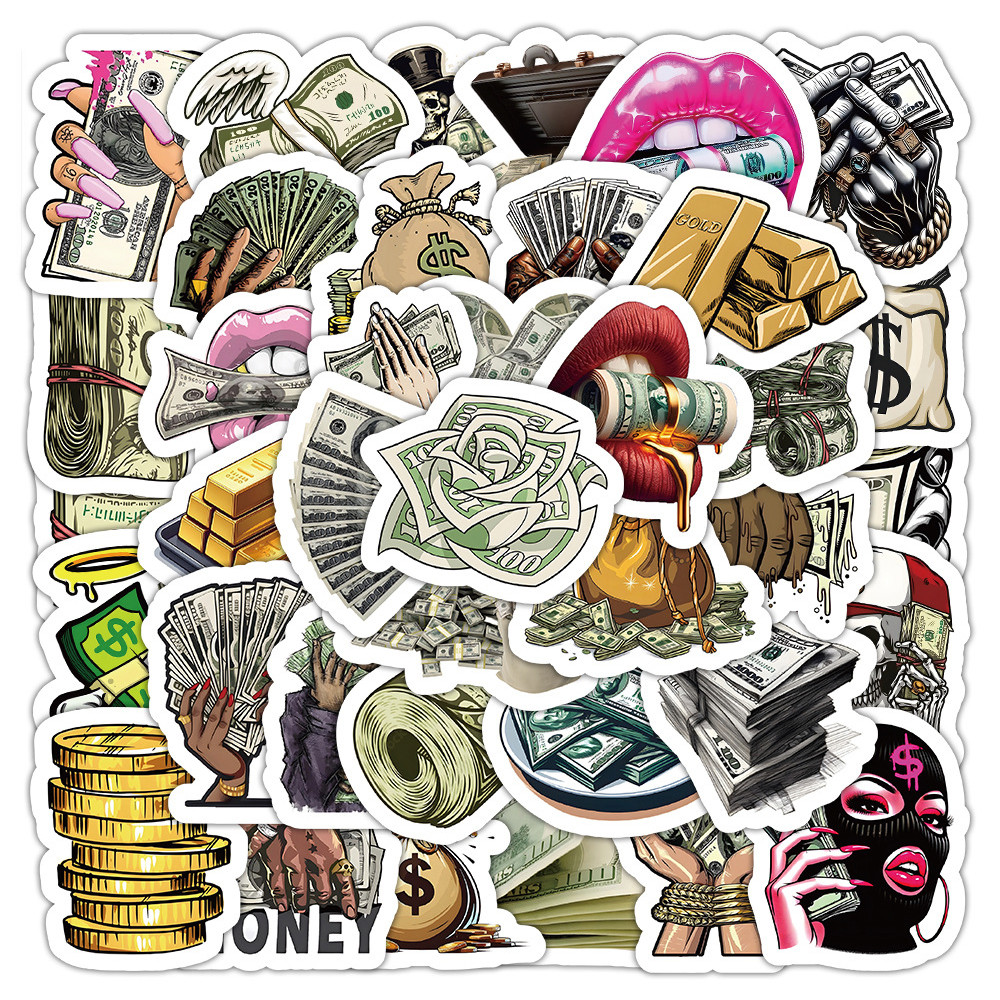 

50pcs Cute Funny Cartoon Money World Graffiti Stickers DIY Fridge Laptop Suitcase Notebook Stationery Sticker Decals Kids Toys