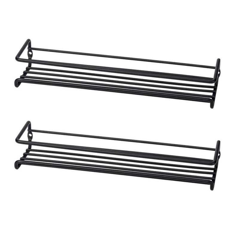 2PCS Wall Mount Spice Rack Metal Spice Storage Rack Spice Jar Rack Cabinet Shelf Seasoning Organizer