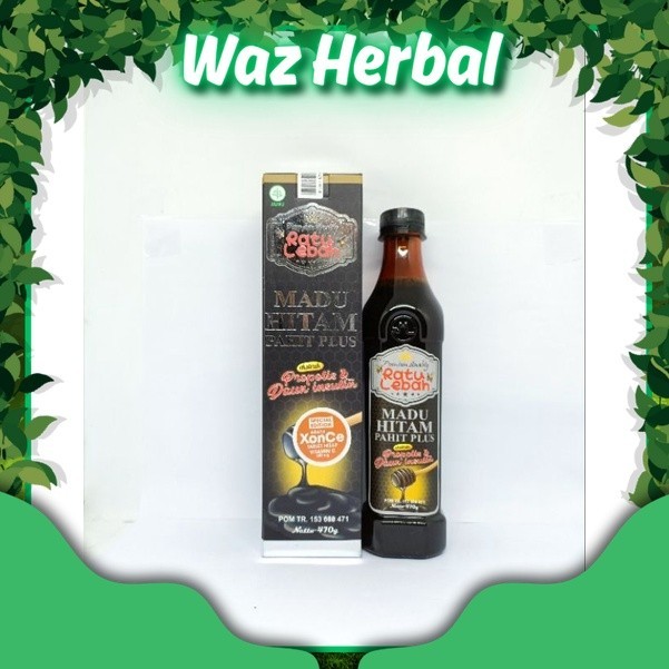 

ORIGINAL | Madu Hitam Pahit Ratu Lebah Plus Propolis Daun Insulin 470gram | Herbal Waz