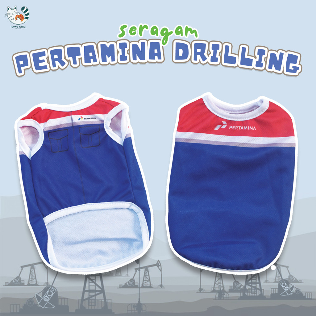 Baju Kucing Anjing Size Jumbo Seragam Pertamina Drilling Lucu Murah untuk Kucing Anjing Kelinci Mony