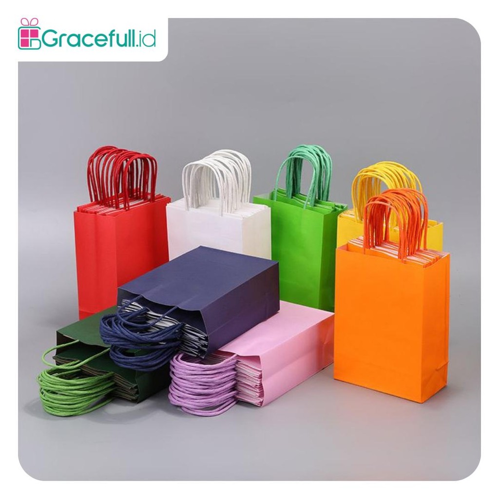 Paper Bag Polos Warna / Goodie Bag / Gift Bag / Tas Kado Ulang Tahun / Paperbag Tebal Ukuran Besar /