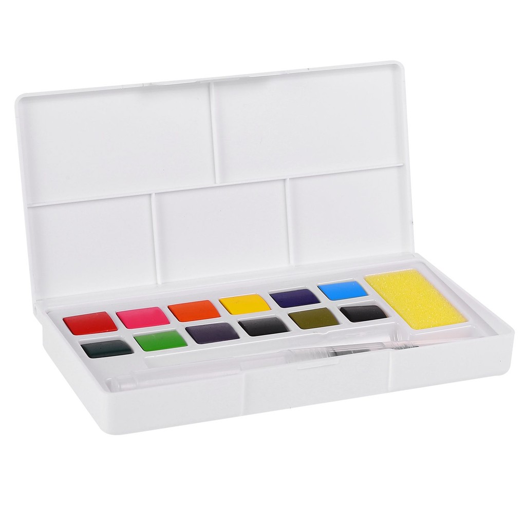 

Watercolor Paint 24 Colors Solid Pigments Travel Size Kids Supplies Portable Bright Vivid Striking Pigments