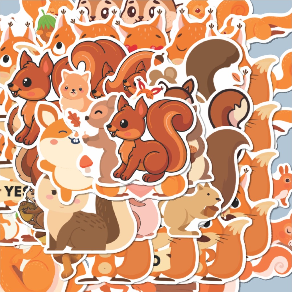 

100PCS Lucu Sticker Hewan Tupai (Squirrel) Stiker Aesthetic Stiker Anti Air Stikers Berperekat Waterproof sticker decal buat Motor Helm Buku Journal Koper Casing HP Laptop Botol Minum Hadiah anak