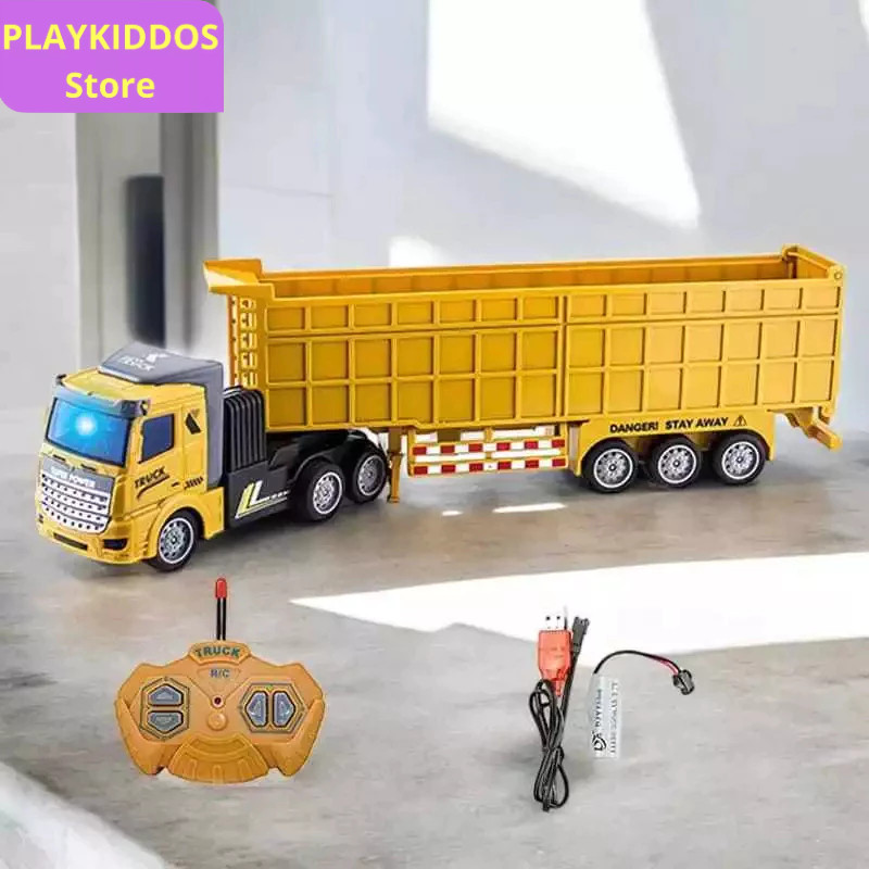 TOFA.ID Mainan Truck Trailer Rc Mainan Truk Semi Trailer Remote Control Semi Trailer Dump Truck RC
