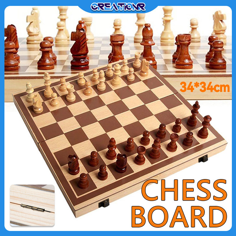 Papan Catur Kayu 34x34cm/Chess Board Magnetic Lipat/catur Magnet/catur Lipat/papan Catur Premium