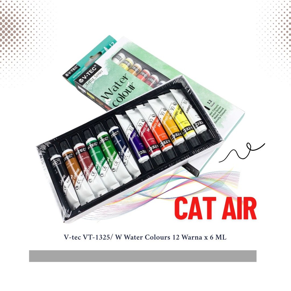 

Cat Air V-tec VT-1325/ W Water Colours 12 Warna x 6 ML – Satu Set