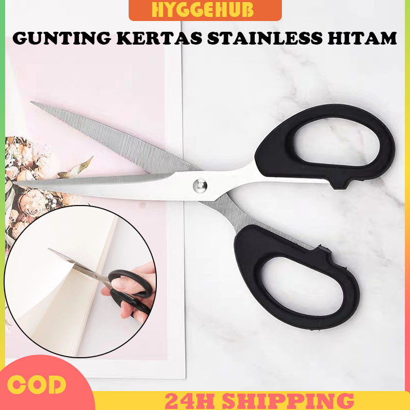 

Gunting Stainless Steel / Gunting Medium Hitam Ukuran13.5CM / Scissor Anti Karat Nyaman Digenggam