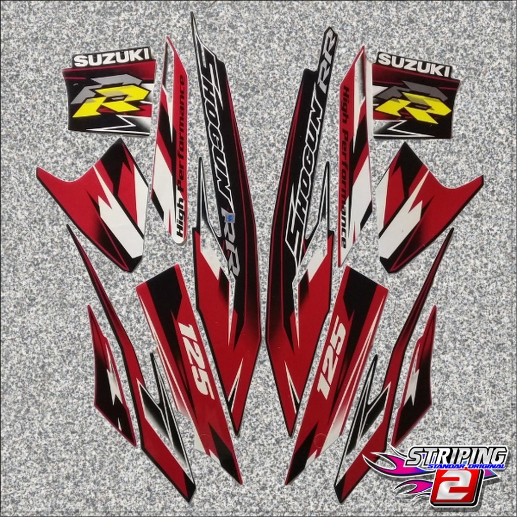 striping suzuki shogun rr 125 2008 hitam merah body standar berkualitas terbaik
