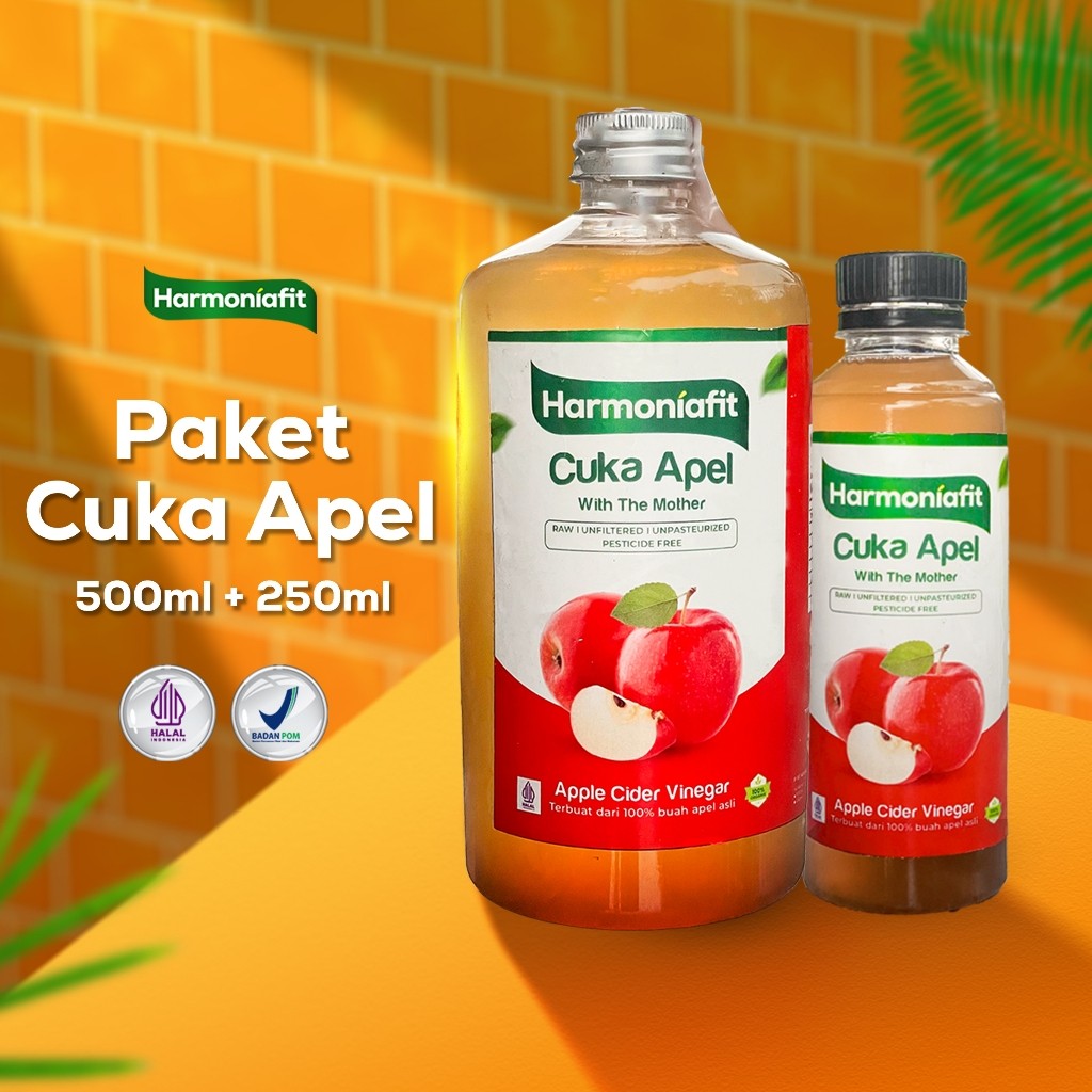

Paket Cuka Apel Organik 500ML+250ML Cuka Buah Apel With Mother Original Harmoniafit