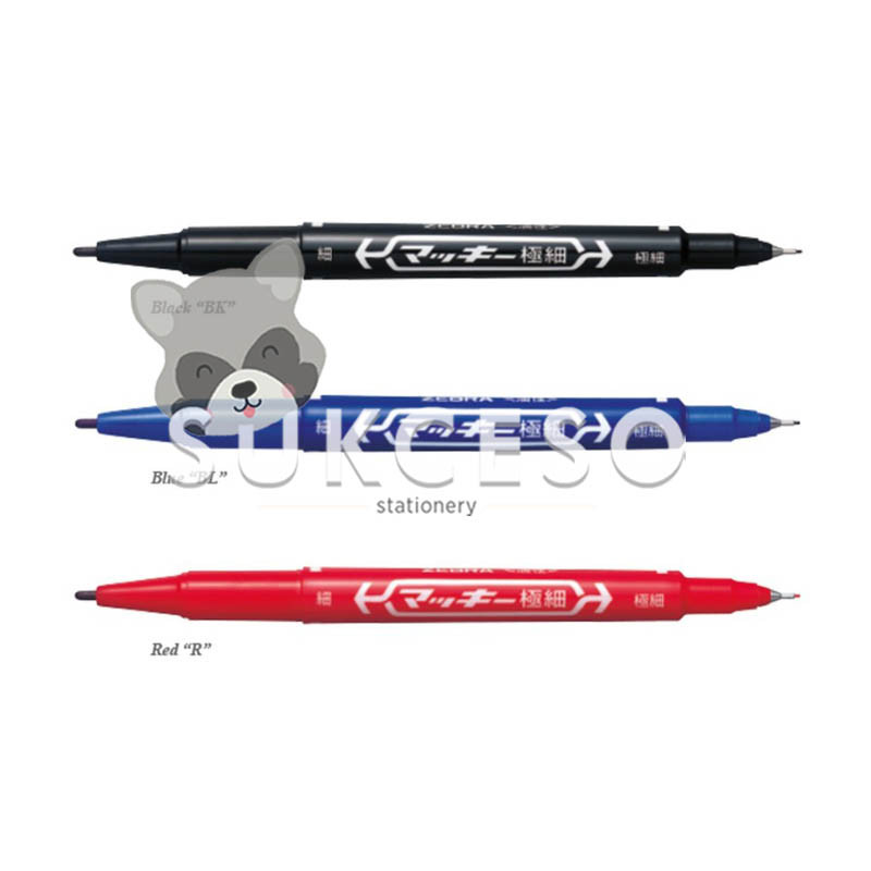 

Zebra Permanent Hi McKie Twin Marker Extra Fine Warna Hitam dan Biru 0.5mm