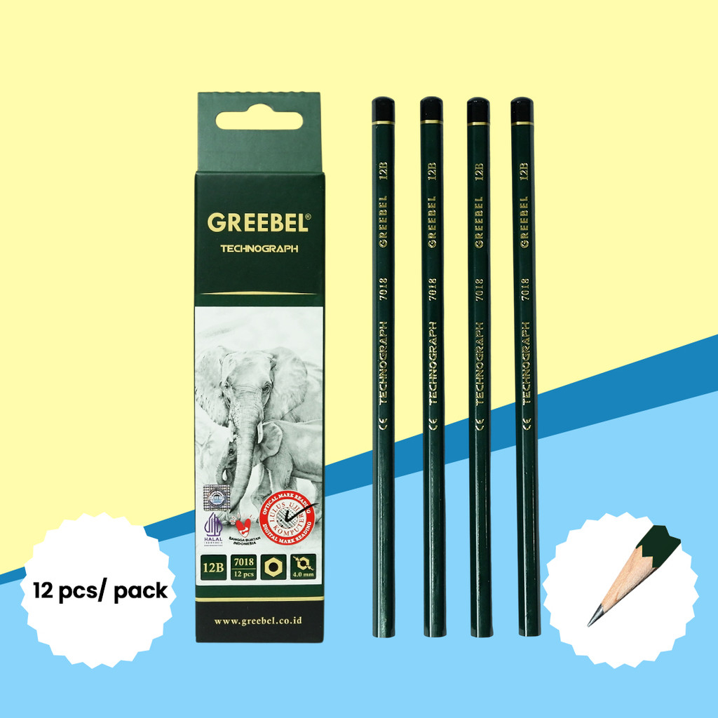 

GREEBEL Pensil Sekolah 12B 7018 (12PCS/SET) / Alat Tulis Ujian Sekolah / Pensil Gambar
