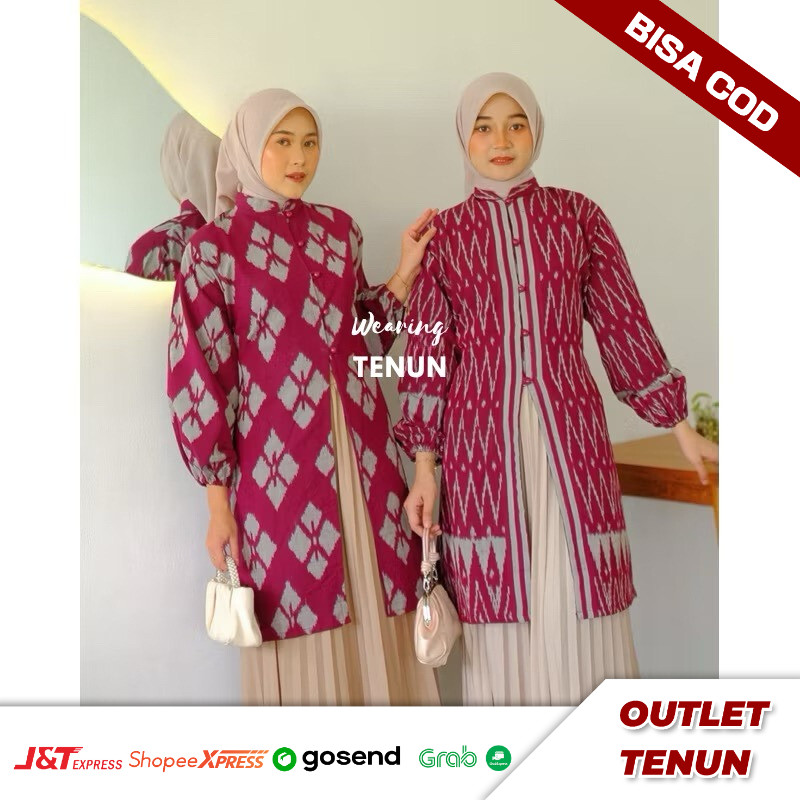 TUNIK CESILA BATIK TENUN WANITA ETHNIC BAJU WANITA BLOUSE TENUN WANITA