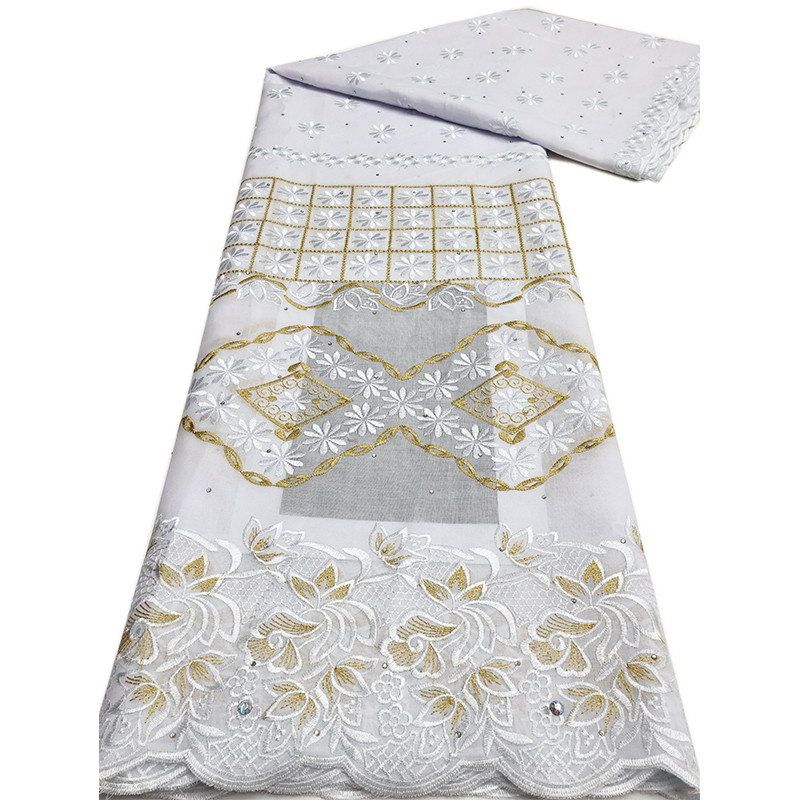 

Latest Cotton Lace Fabric 2025 High Quality African Swiss Voile Lace With Stones Embroidery African Lace Fabric For Sew Clothes