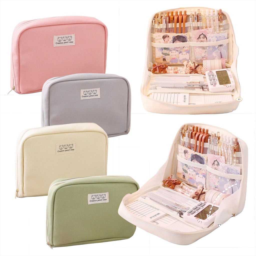 

MW039 Tempat Pensil Kanvas Square Pencil Case Bolpoin Kotak Dompet Pouch Stationary Alat Tulis Pencil Compartment Pena Pensil Bag