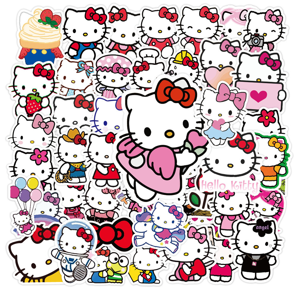 

10/30/50PCS Cartoon Hello Kitty Stickers Skateboard DIY Bicycle Guitar Laptop Scrapbooking Cute DIY Waterproof Decals Kids Toy