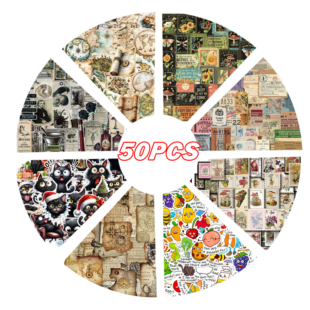 

50PCS Mixed Style Stickers Stationery Decoration Stickers For Phone Laptop Suitcase Notebook Skateboard Decal Sticker Toys