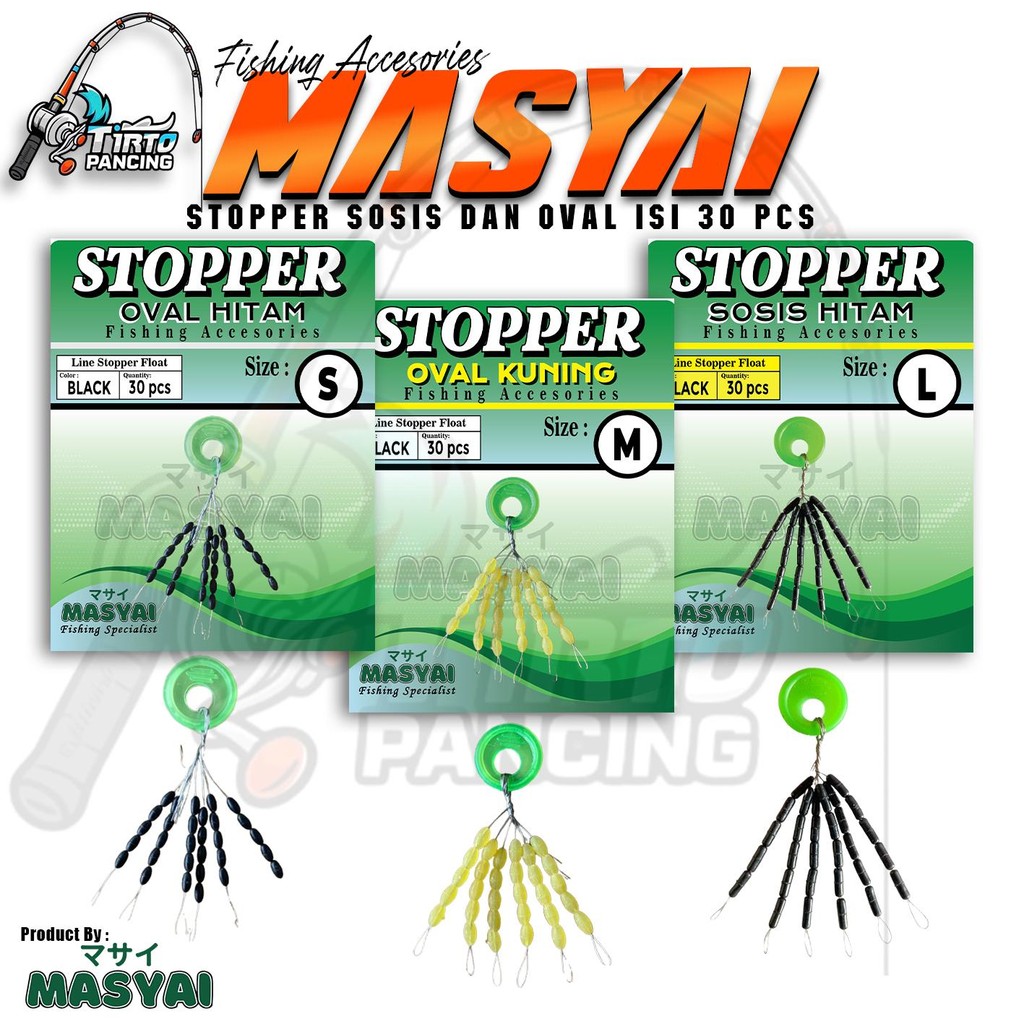 Stopper Pancing Masyai Bentuk Oval dan Sosis isi 30pcs harga murah ready ukuran SS sampai LL
