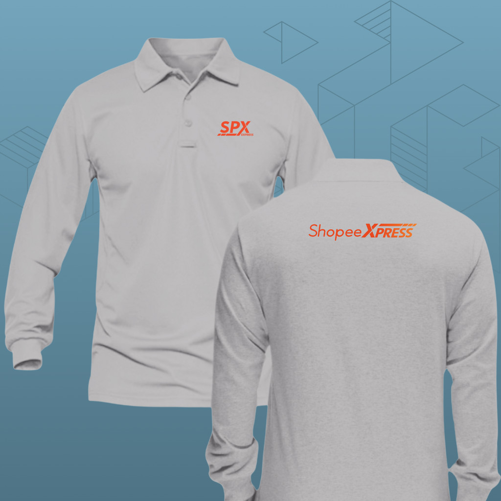 Baju Kaos Poloshirt Lengan Panjang Custom SABLON Logo SHOPEE EXPRESS - SPX FREE NAMA Baju Kaos Polos