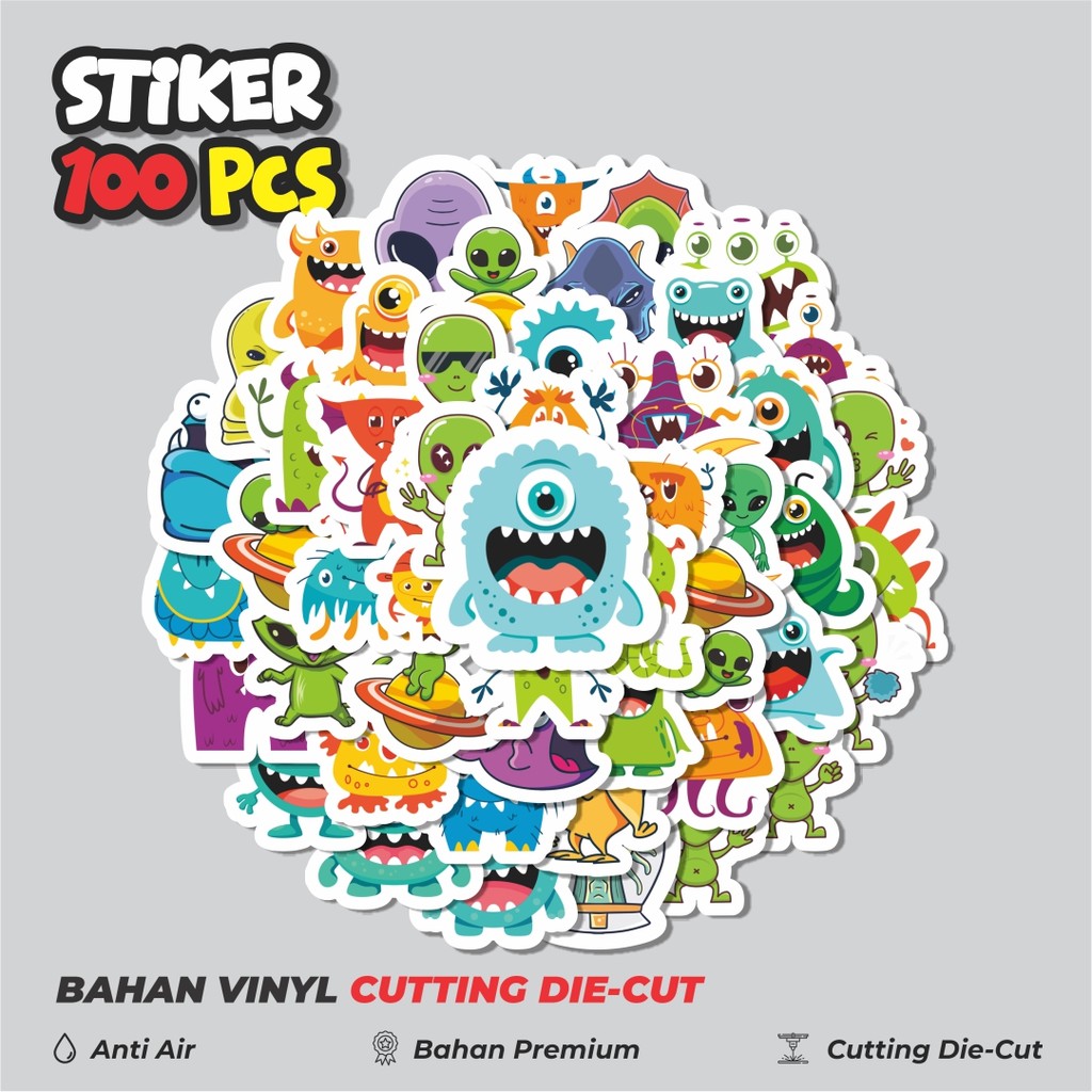 

Terbaru! 50 pcs Sticker Kartun Alien Cute Sticker Dekorasi Lucu Kreatif untuk Notebook, Skateboard, HP