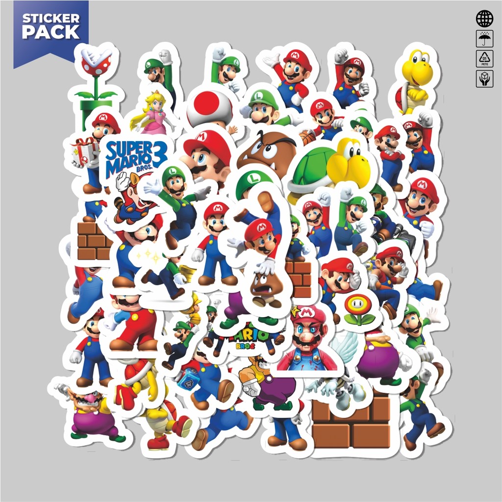 

[100PCS]Stiker Pack Sticker Kartun Super Mario Sticker Aesthetic Vinyl Anti Air Dekorasi Sticker Laptop Buku Journal Koper Helm Casing HP Gitar Helm Skateboard