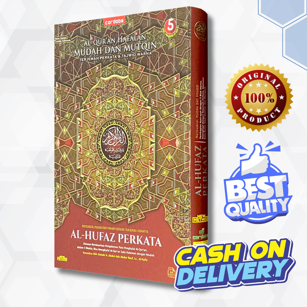 Alqur'an Hafalan Perkata Al-Hufaz A4 Terjemah Per kata dan Tajwid Warna Rasm Usmani Penerbit Cordoba